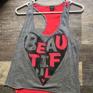 Gray and pink tank top